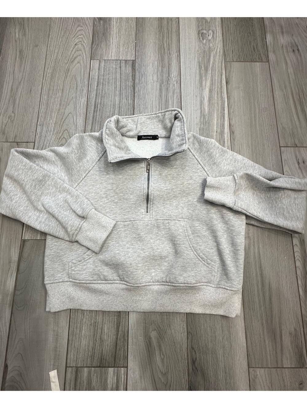 Automet Light Gray Half-Zip Pullover Sweatshirt Medium